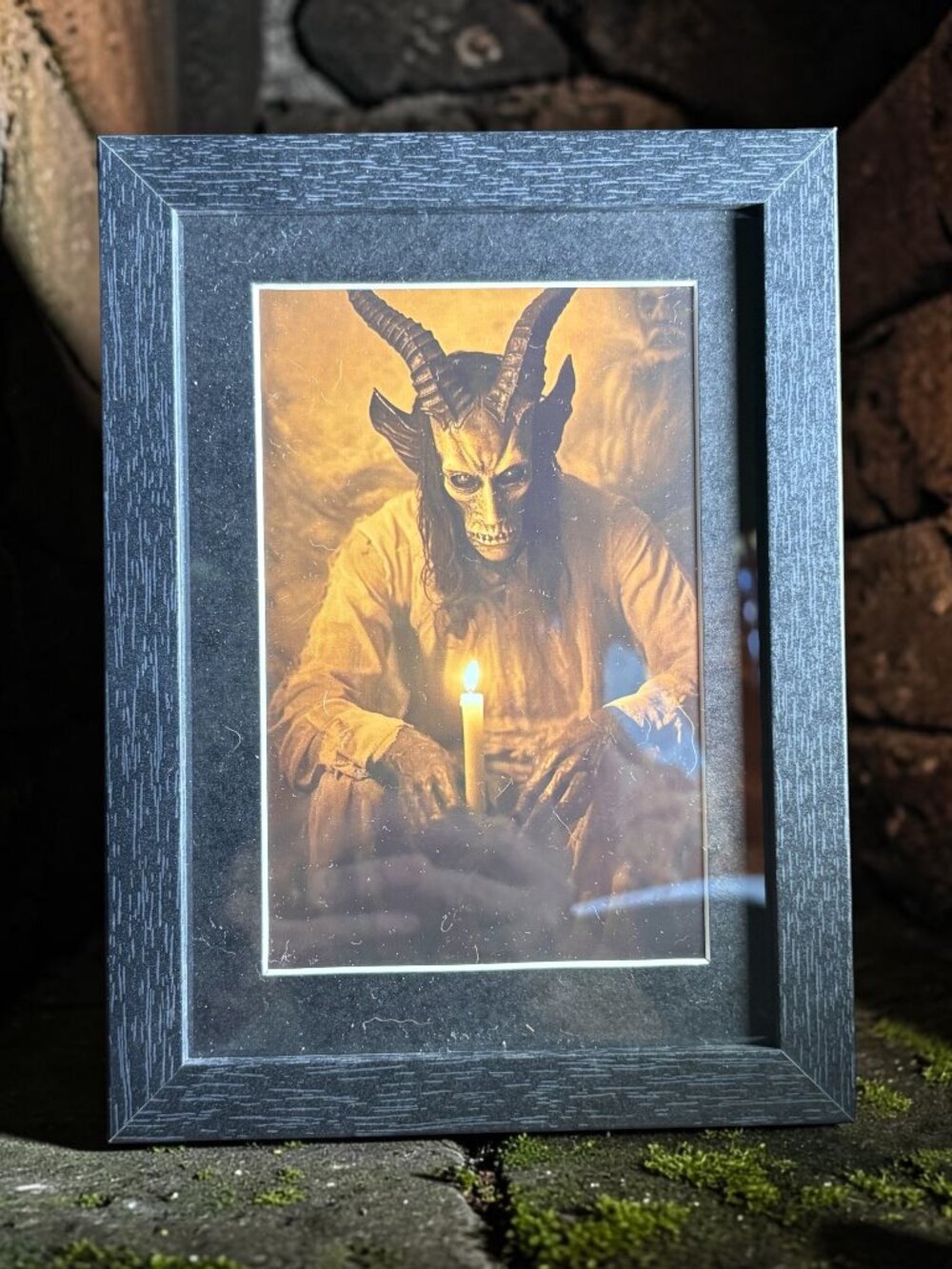 Horned Figure by Candlelight | New 5x7 Framed Horror Art